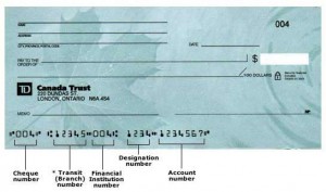 canadian routing transit number on cheque